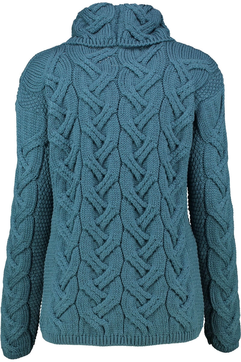 ARAN Rollkragen-Pullover petrol