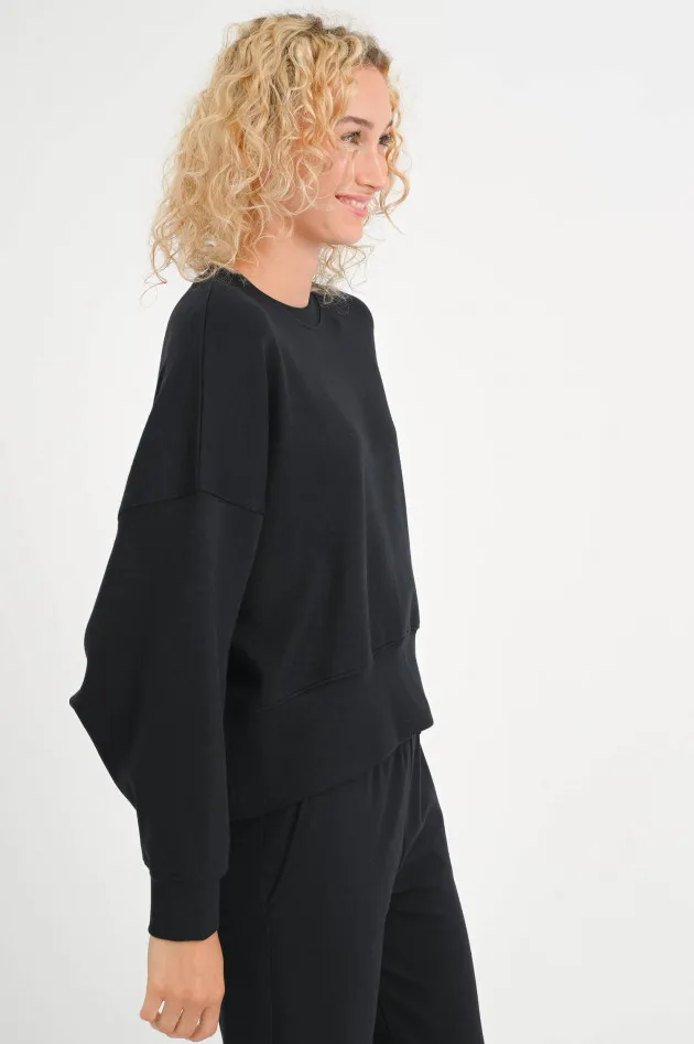 Cropped Sweatshirt in Schwarz