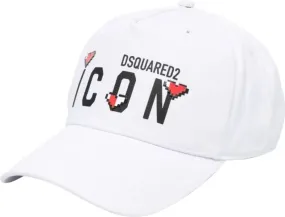   Dsquared2  Icon Logo Printed Curved Peak Baseball Cap weiß