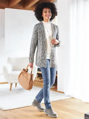 heine Strickjacke in bleu-camel-meliert
