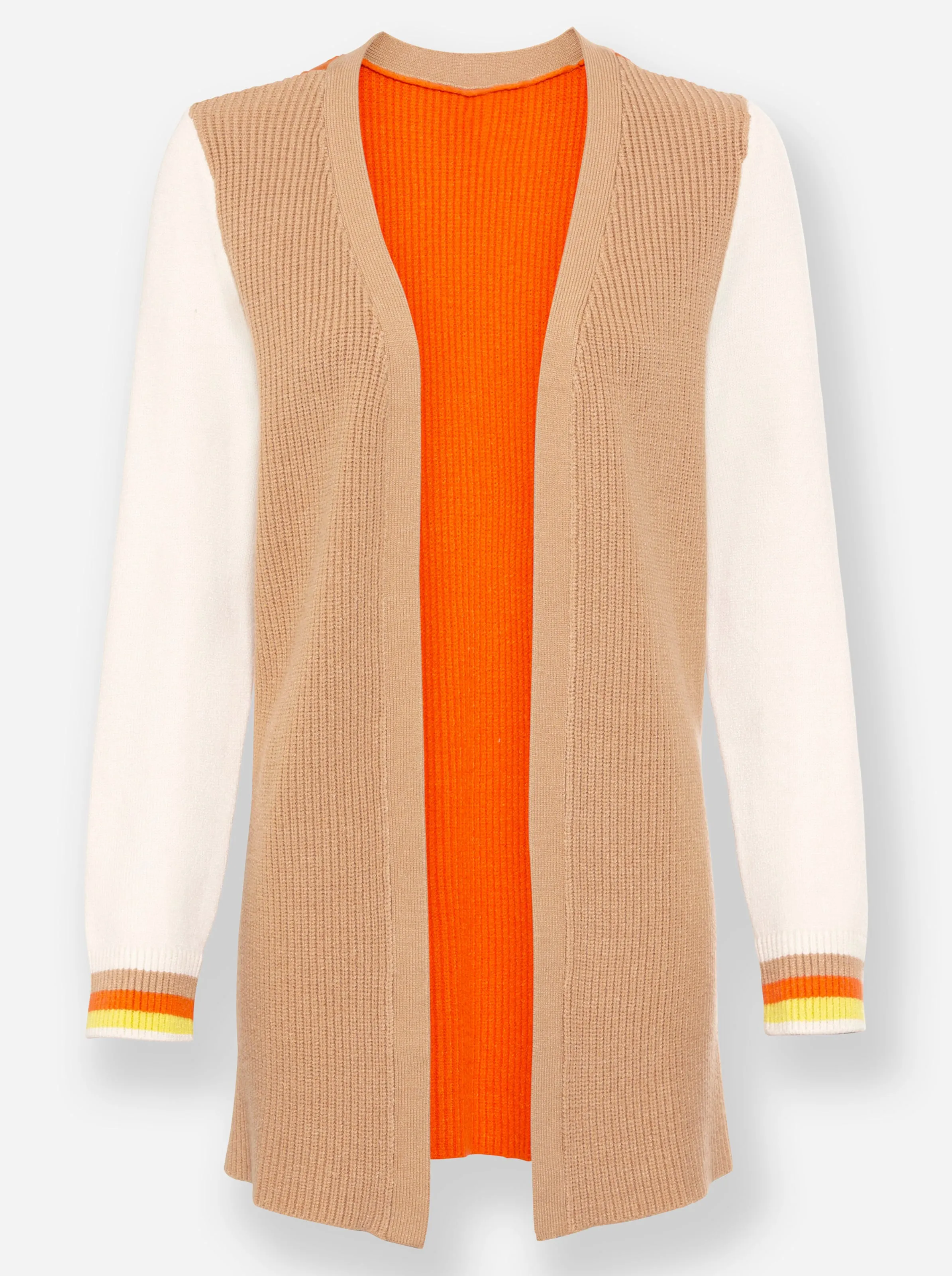 heine Strickjacke in camel-orange-gemustert