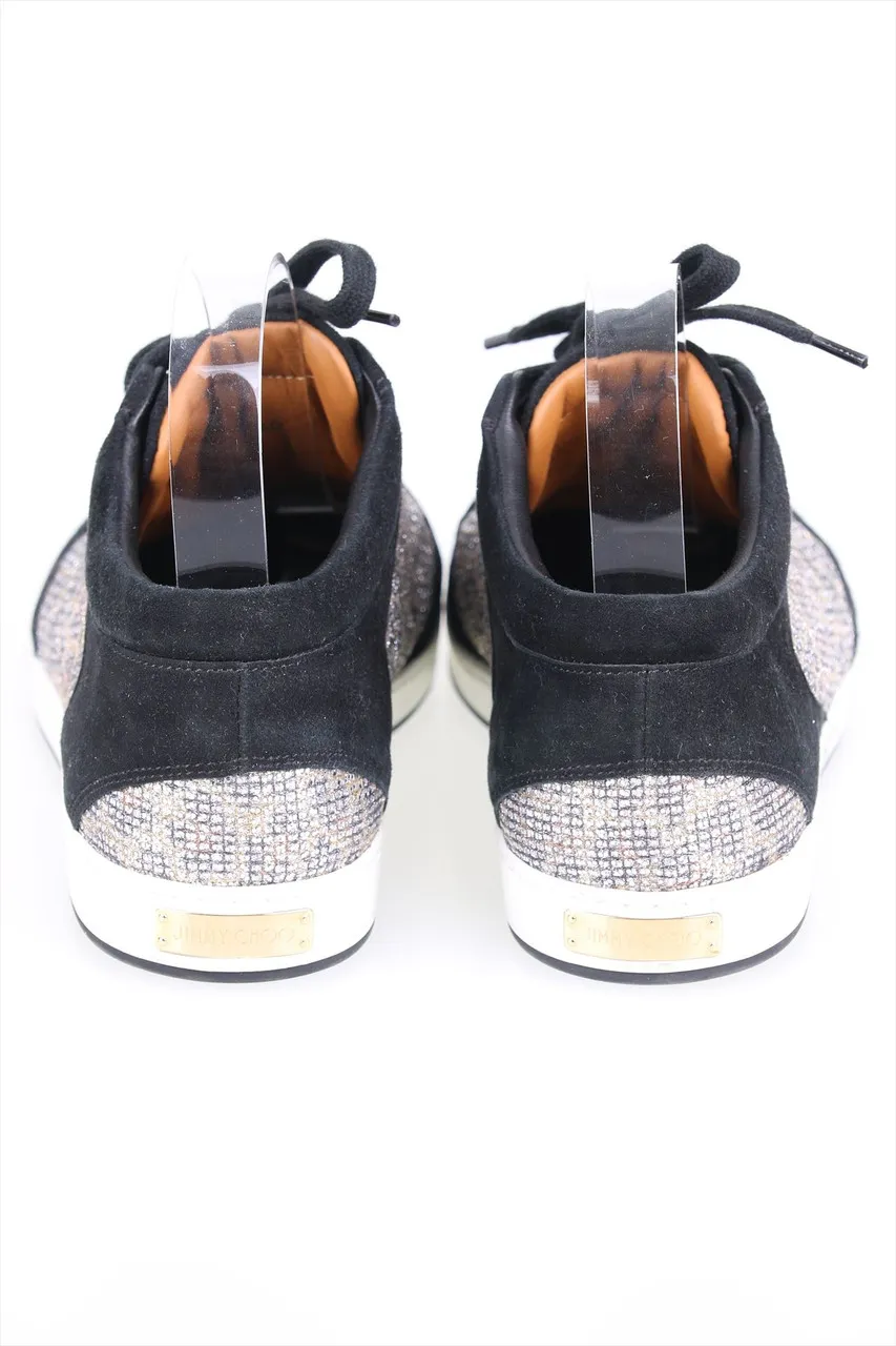 JIMMY CHOO - Glitzer-Low-Top Sneakers aus Leder
