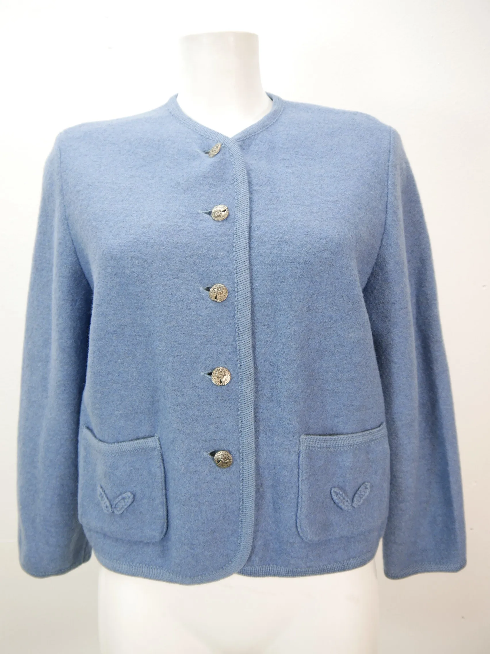 Kitz Pichler Walker blau Schurwolle mit Applikation Trachtenjacke Jacke Gr.36