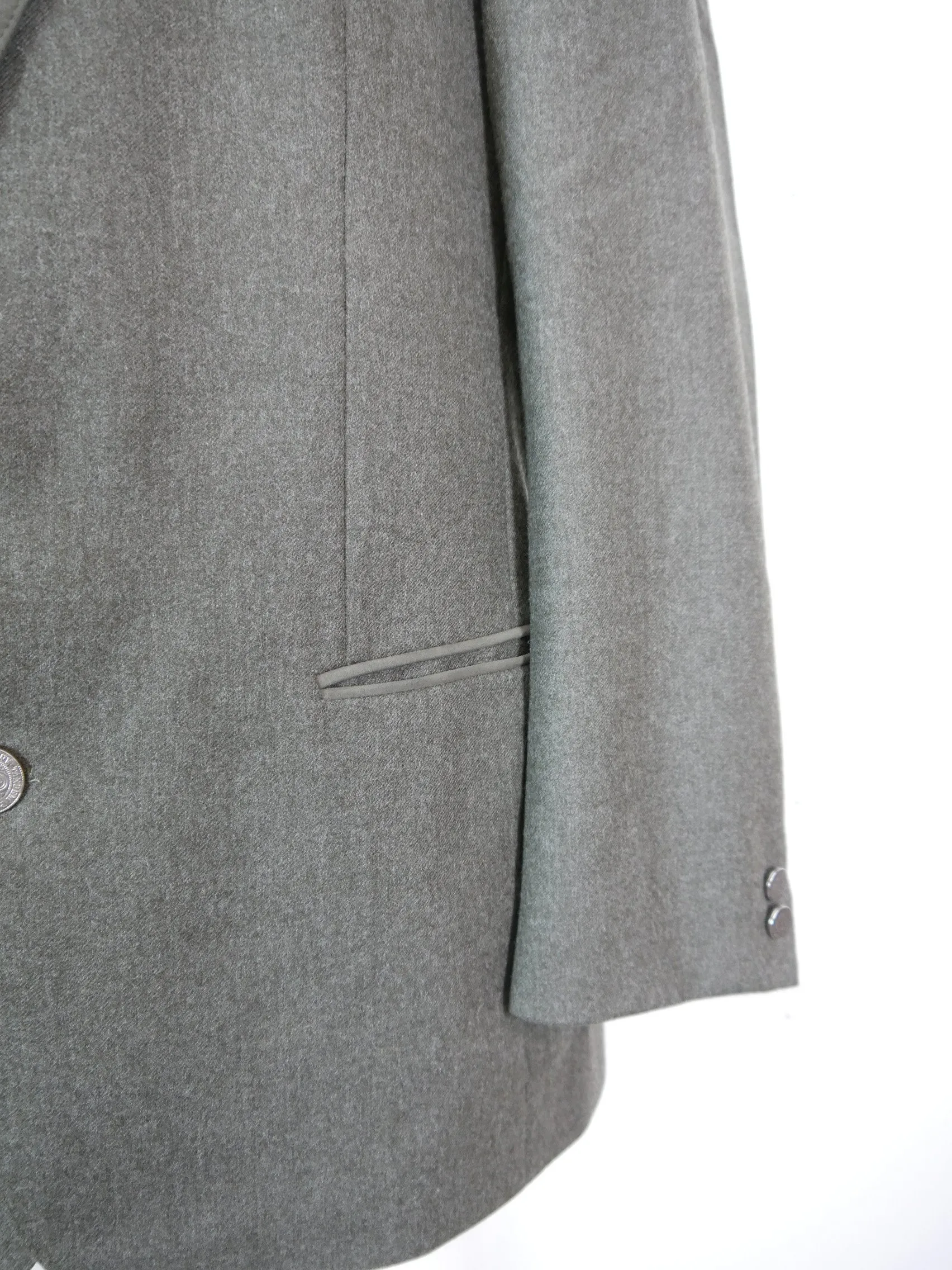 Leichter Loden Janker oliv grün Kurzgröße Leder-Revers Trachtenjacke Gr.52 / 26