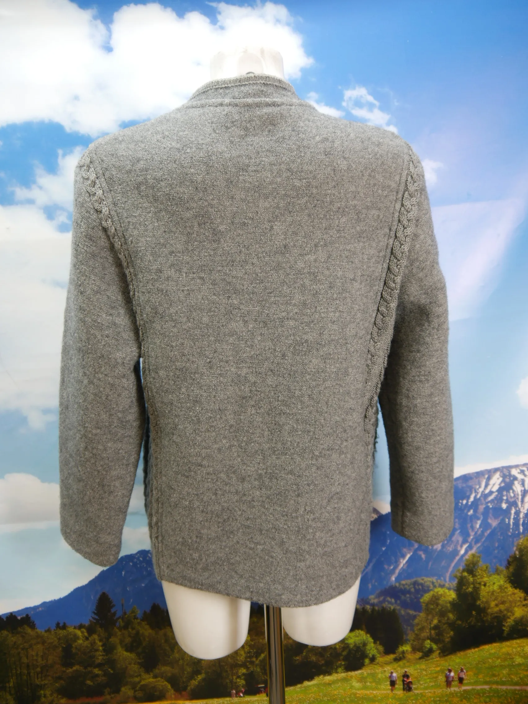 Liesche Modell grauer Walker mit Zopfmuster fesche Trachtenjacke Jacke Gr.40