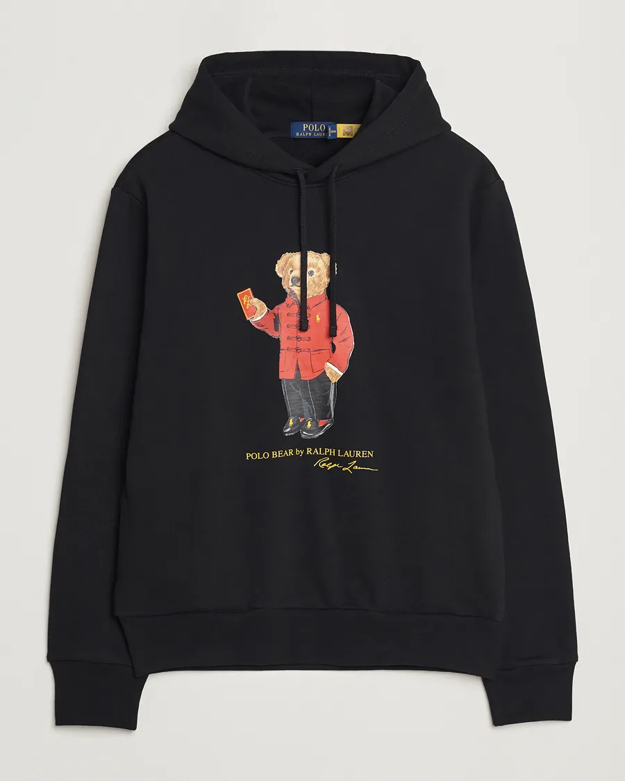 Loopback Terry Bear Hoodie Polo Black