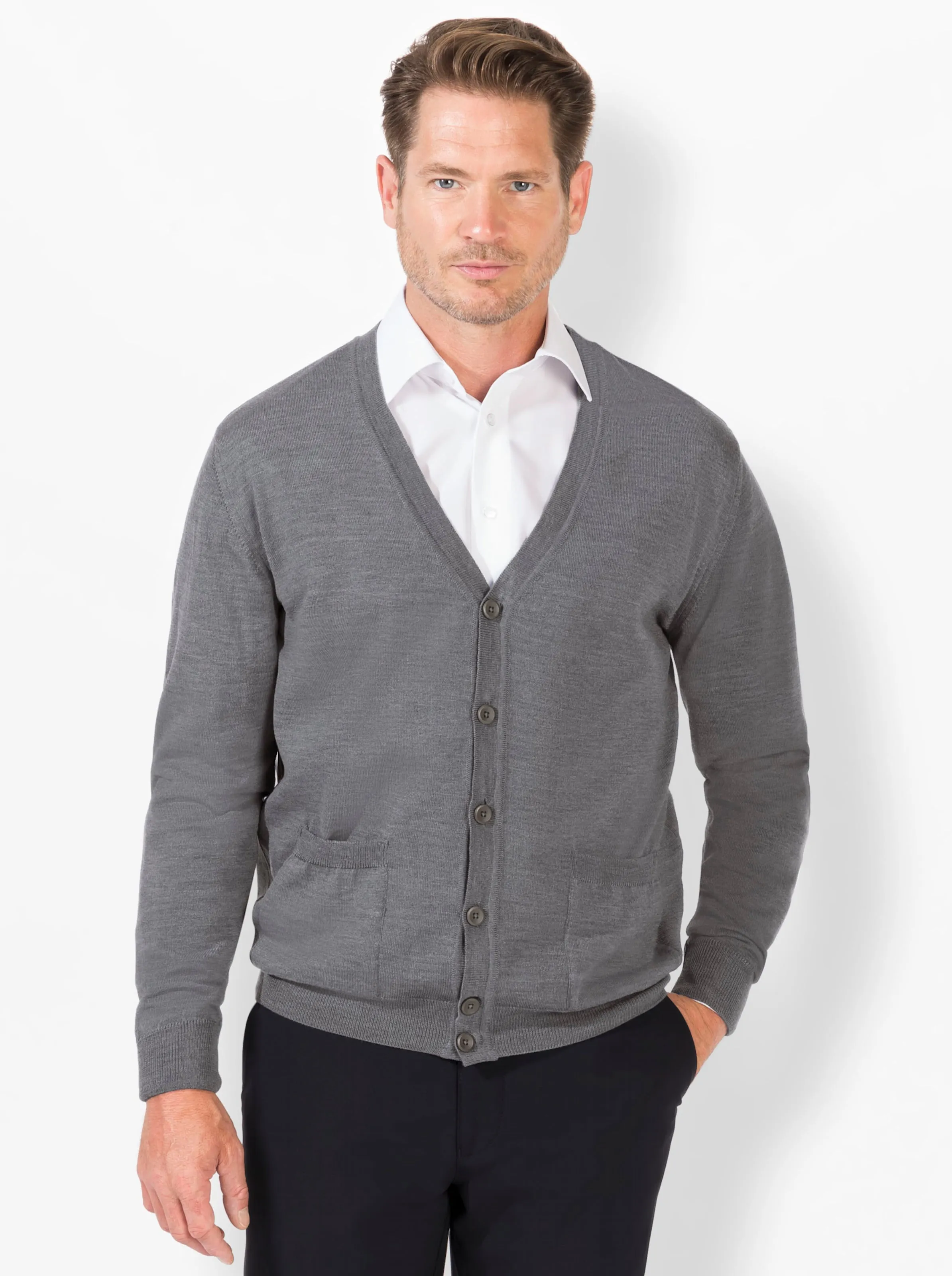 Marco Donati Strickjacke in grau-meliert