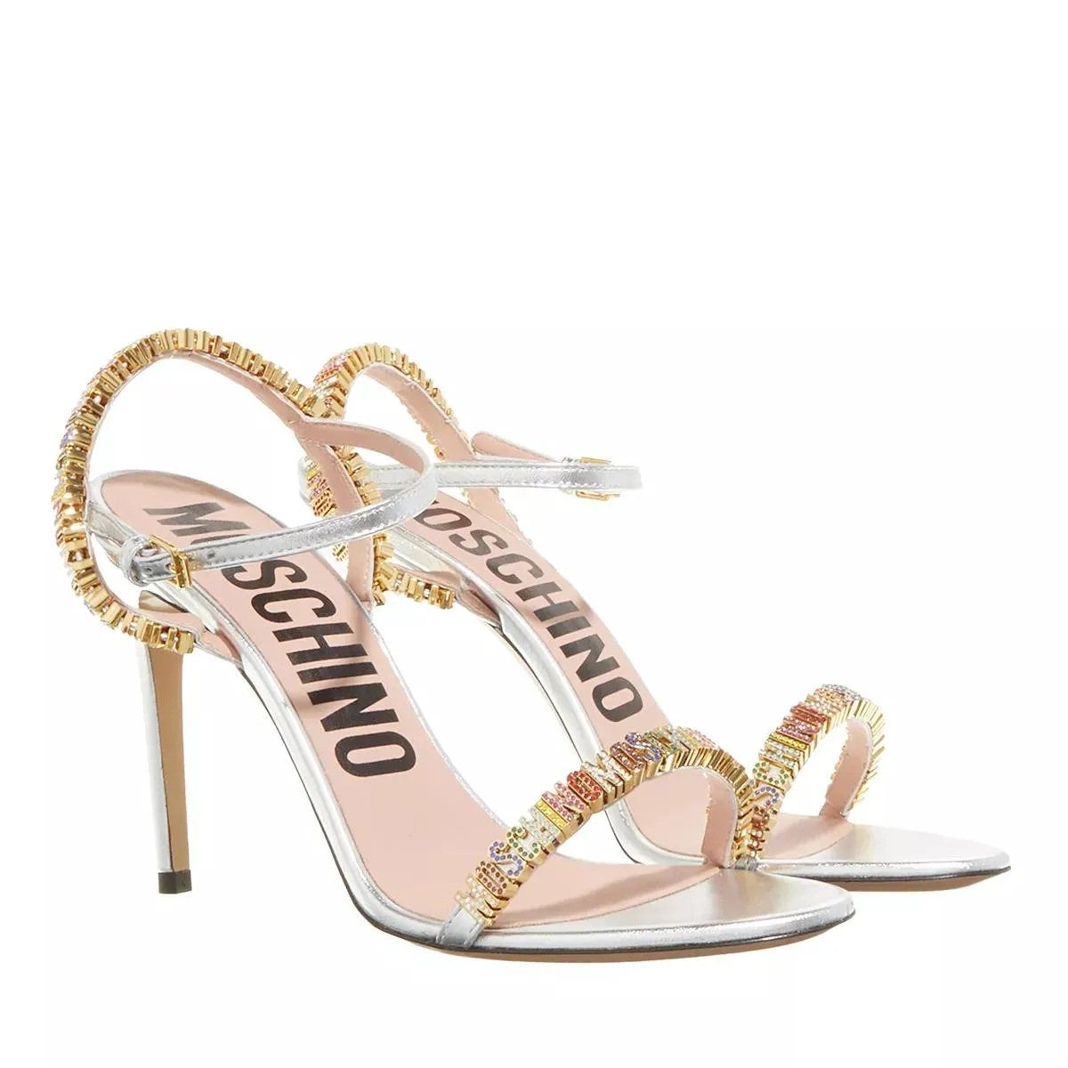   Moschino  Jewels Mini Lettering Sandals Argento  Sandale 
