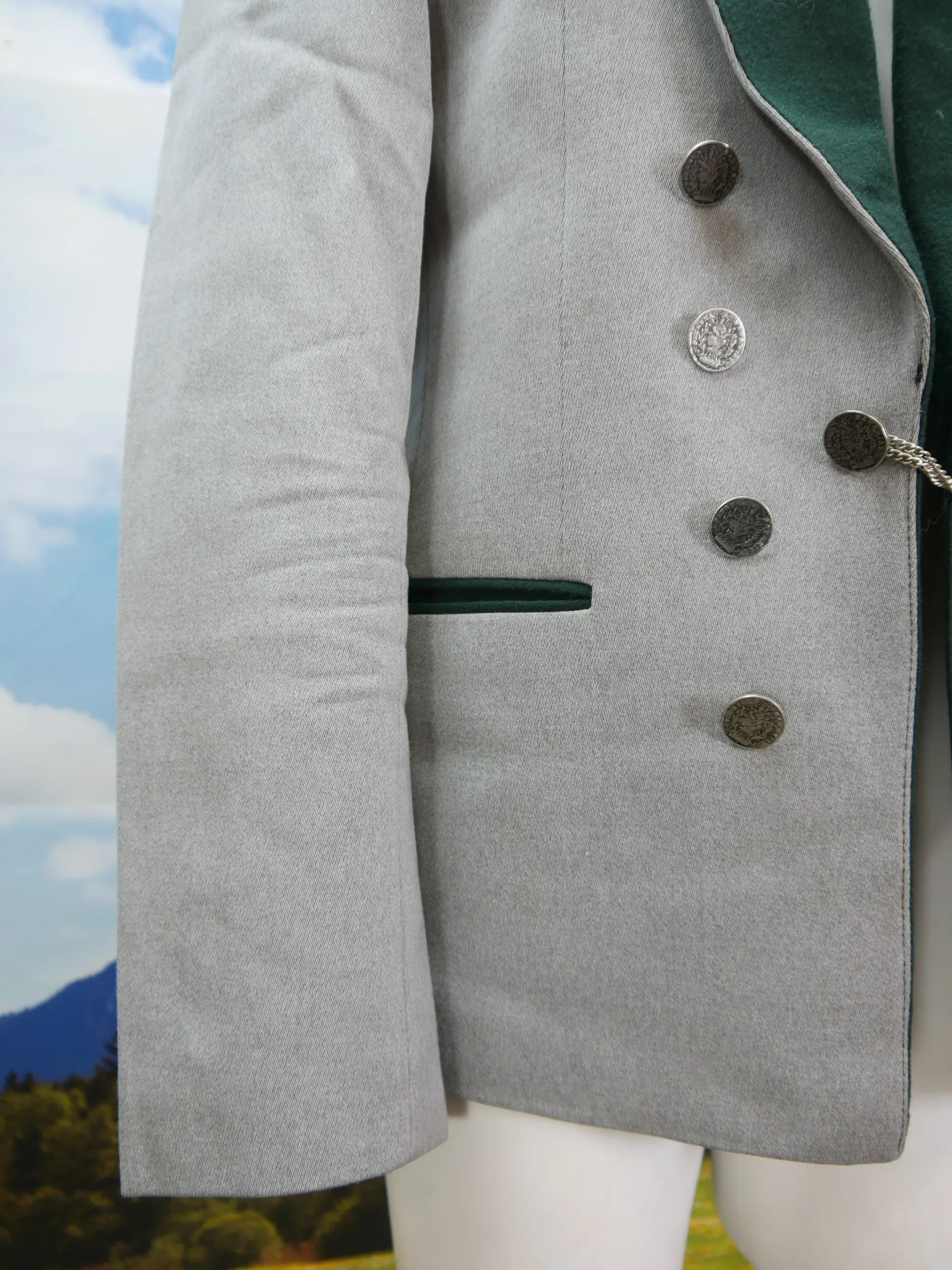 Neuwertig grauer Janker mit Patrona Bavaria Knöpfen Trachtenjacke Jacke Gr.50