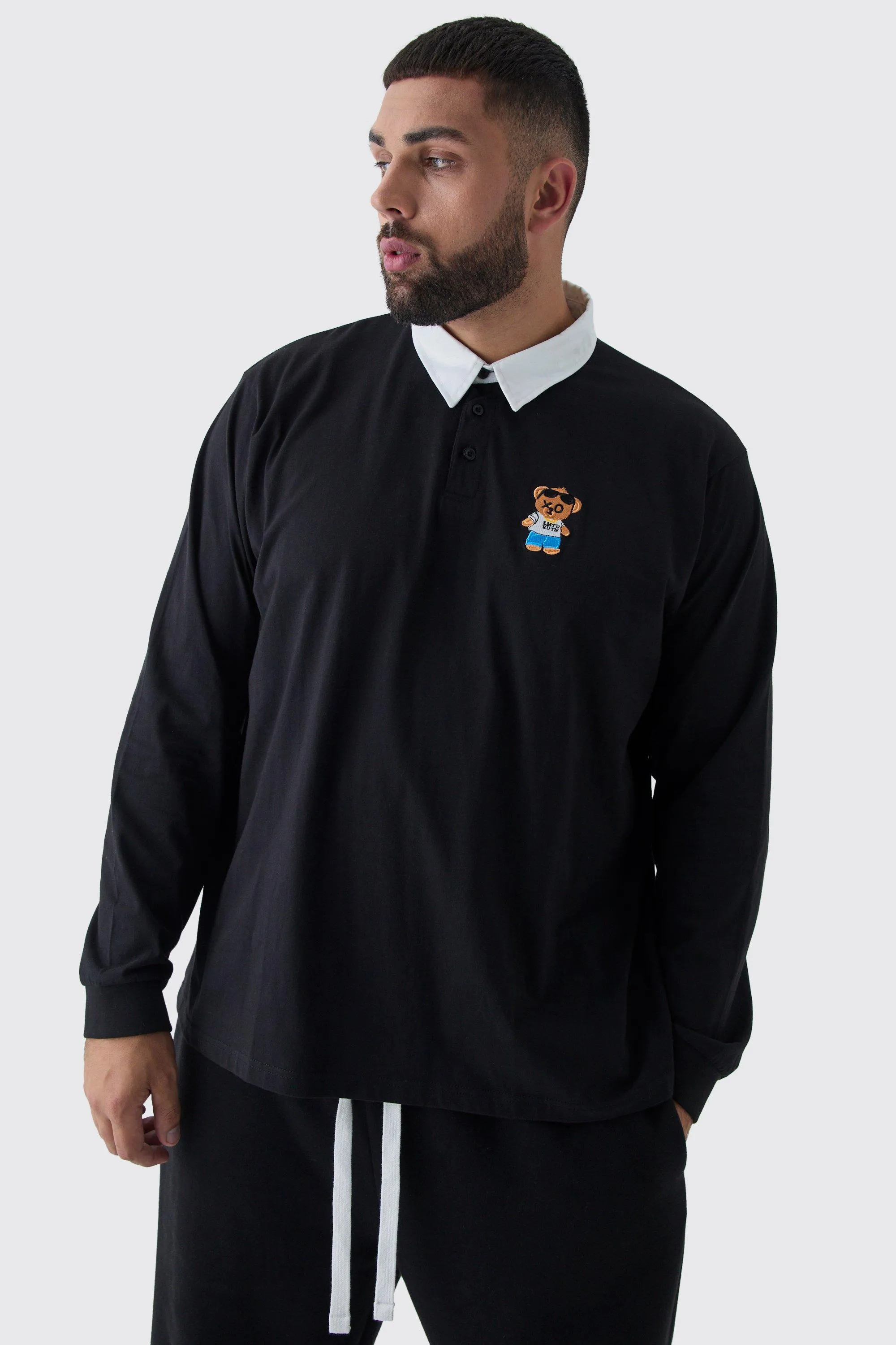 Plus besticktes Rugby-Poloshirt
