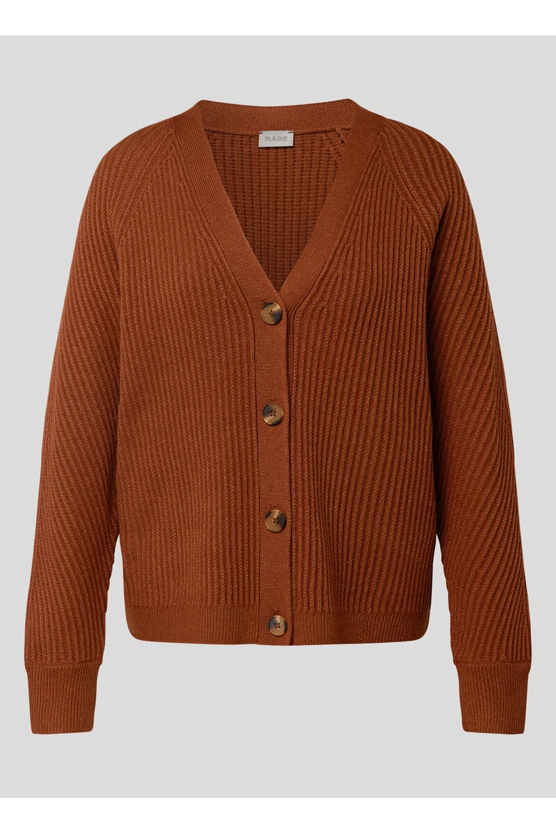 RABE Strickjacke cognac in modernem Rippstrick