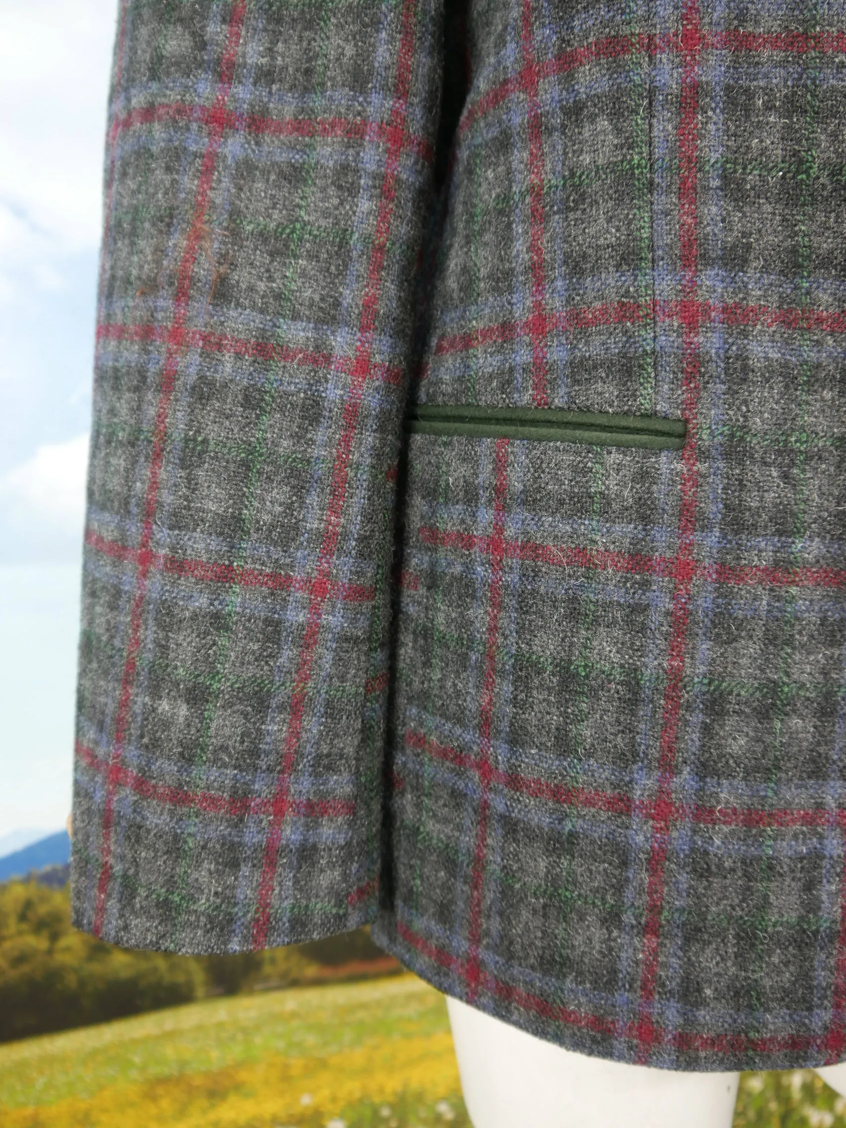 Rofan Tirol Baur Loden Janker grau kariert Top Trachtenjacke Jacke Gr.25/50