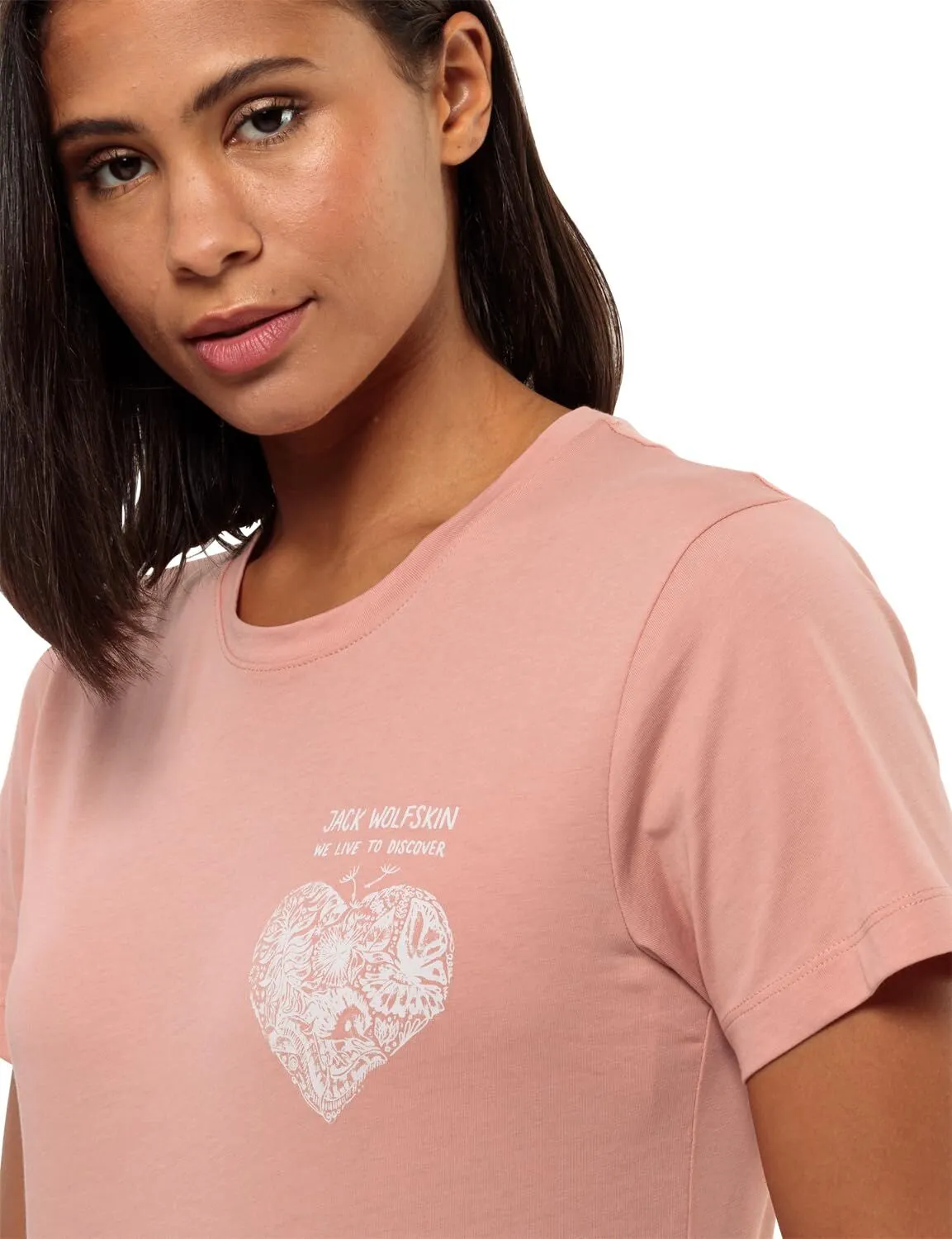 Rundhals T-Shirt Discover Heart T W, Rose
