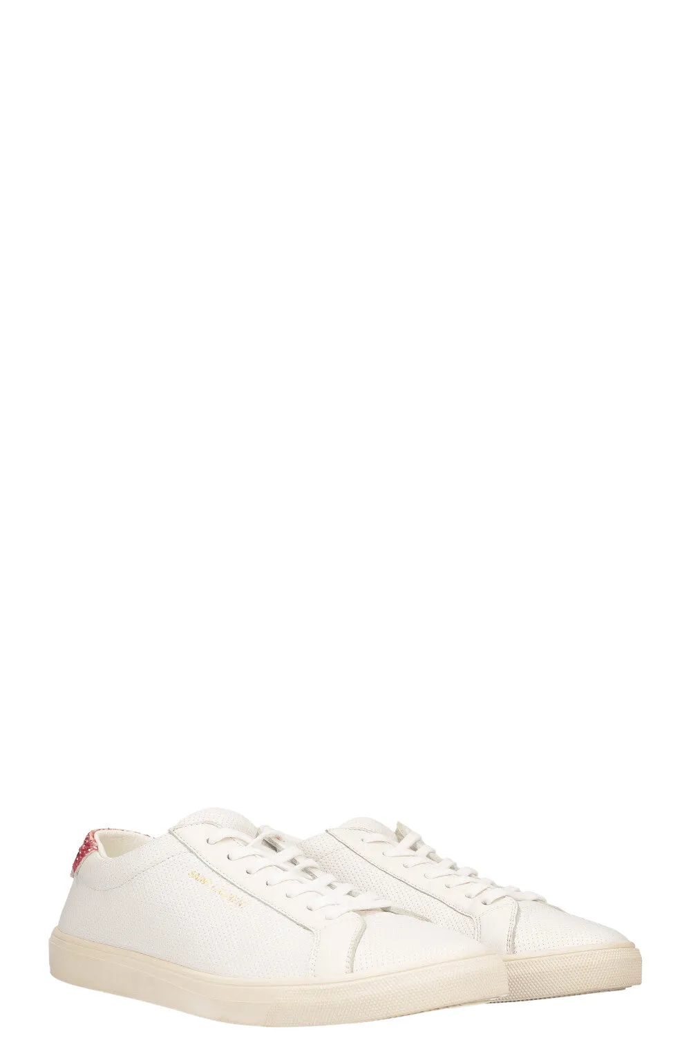 SAINT LAURENT Court Sneakers White and Pink