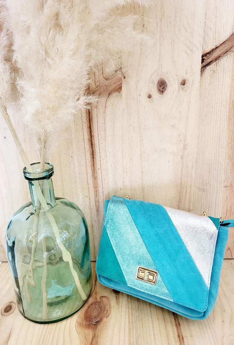 Tasche aus glänzendem Dual-Material-Leder